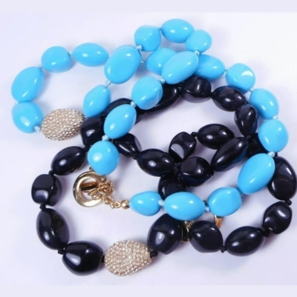 2!! RARE NOLAN Miller Estate Turquoise Onyx LUCITE Necklaces - Picture 5 of 7